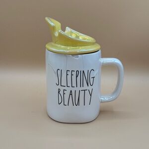Rae Dunn Disney Sleeping Beauty Aurora Lidded Iridescent Gold mug with Crown